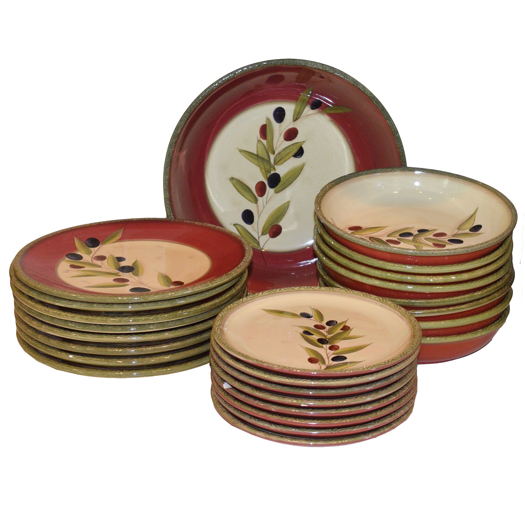 Clay Art 'Antique Olive' Hand Painted Dinnerware EBTH